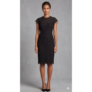Miusol Black Floral Lace Sheath Dress Cap Sleeve Eyelash Trim Plus Size 3XL